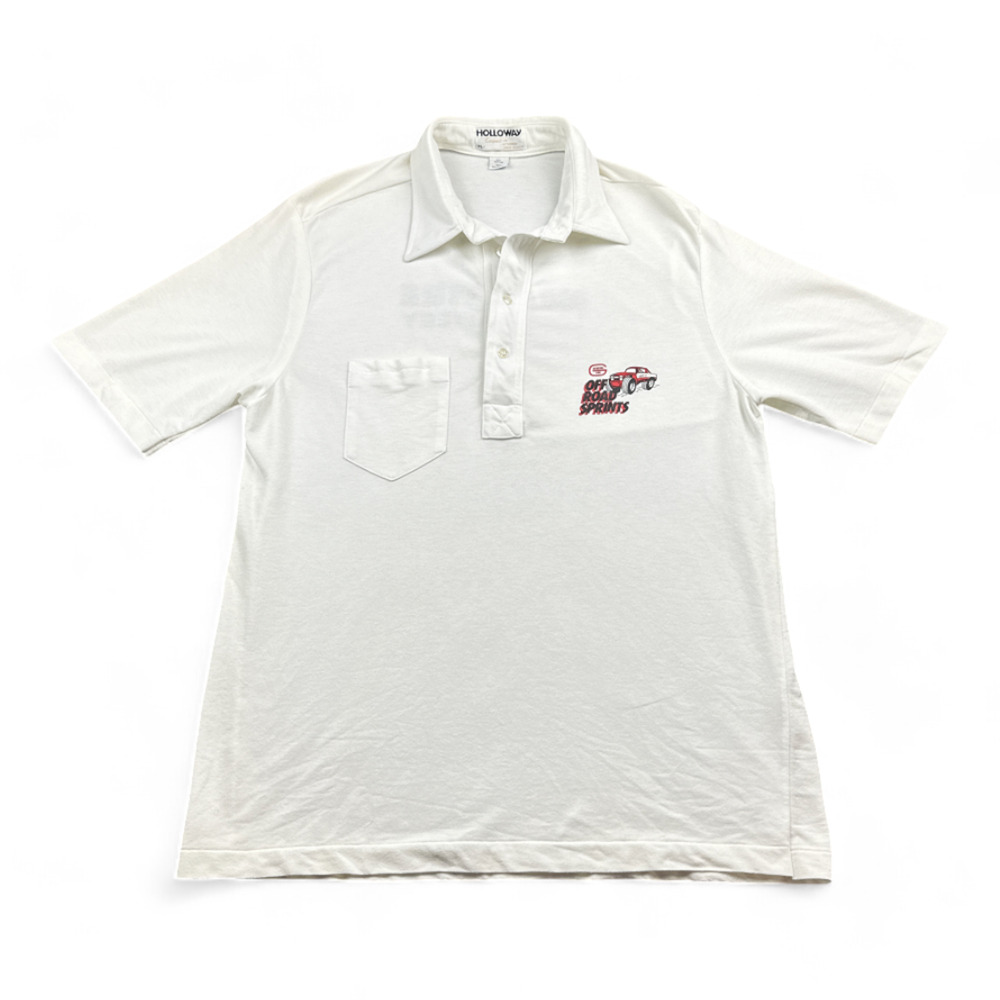 Vintage Mechanic Polo Shirt Adult MEDIUM White Tire Shop Off Road Sprints Cars